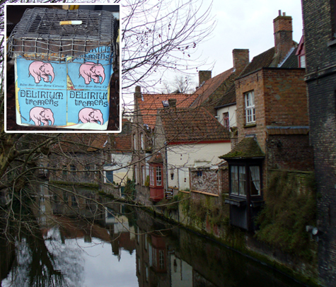 Bruges Brugge Belgium with Delirium Tremens ashtray